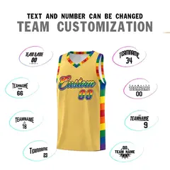 Old Gold Pride Month LGBT Rainbow Basketball Jersey 4