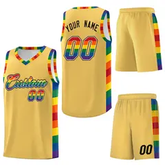 Old Gold Pride Month LGBT Rainbow Basketball Jersey 6
