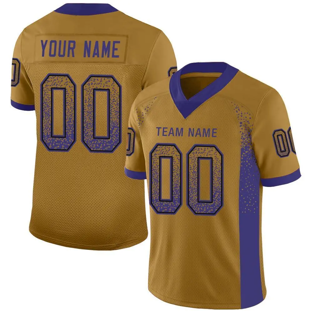 Old Gold Purple-Black Drift Mesh Football Jersey