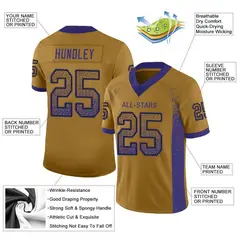 Old Gold Purple-Black Drift Mesh Football Jersey 2