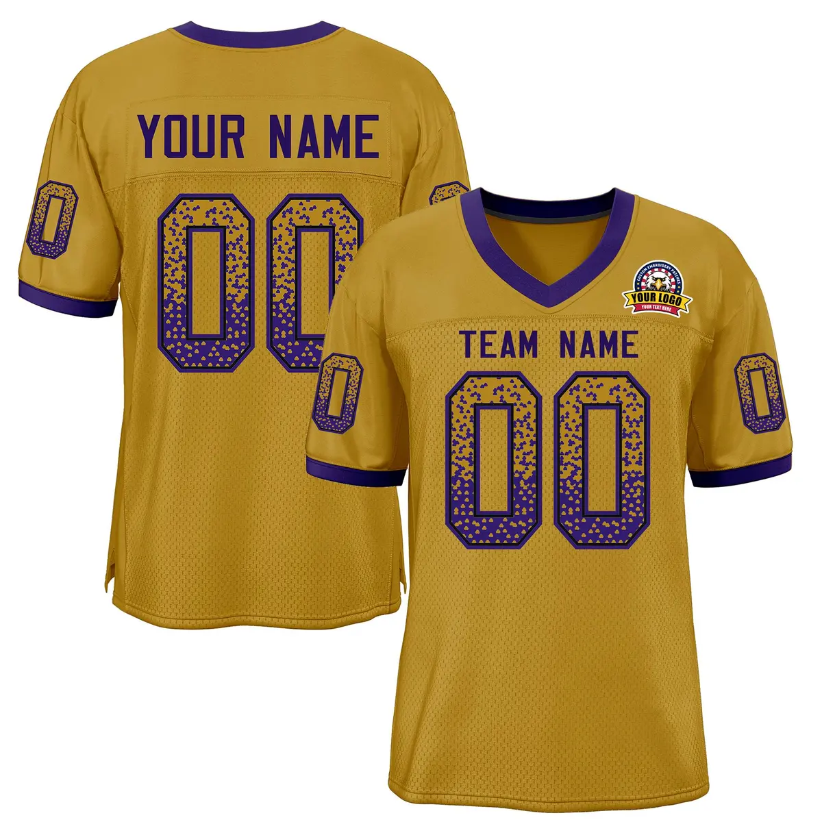 Old Gold Purple-Black Drift Mesh Football Jersey