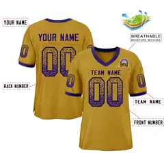 Old Gold Purple-Black Drift Mesh Football Jersey 2