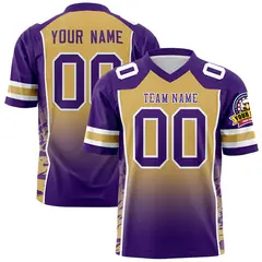 Old Gold Purple Gradient Side Pattern Football Jersey 1