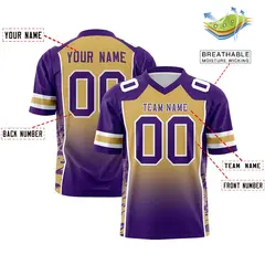 Old Gold Purple Gradient Side Pattern Football Jersey 2