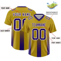 Old Gold Purple Gradient Vertical Stripe Football Jersey 2