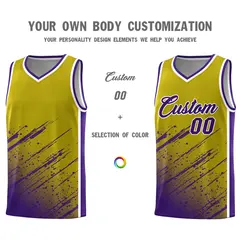 Old Gold Purple Splash Basketball Uniforms for School 3