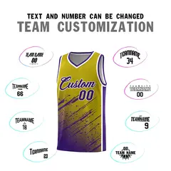 Old Gold Purple Splash Basketball Uniforms for School 4