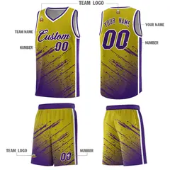 Old Gold Purple Splash Basketball Uniforms for School 5