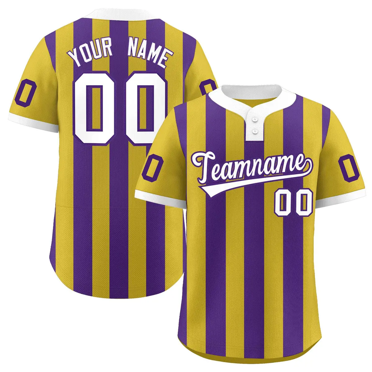 Old Gold Purple Stripe Two-Button Softball Jersey