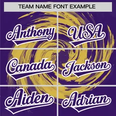Old Gold Purple Swirl Graffiti Baseball Jersey 3