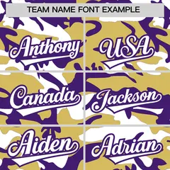 Old Gold Purple White Camo Gradient Fashion Baseball Jersey 3