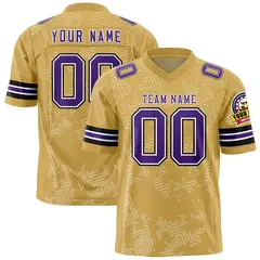 Old Gold Purple-White Graffiti Line Football Jersey