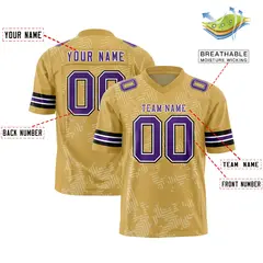 Old Gold Purple-White Graffiti Line Football Jersey 2