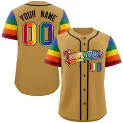 Old Gold Rainbow Pride Month Raglan Sleeves Baseball Jersey