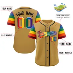Old Gold Rainbow Pride Month Raglan Sleeves Baseball Jersey 2