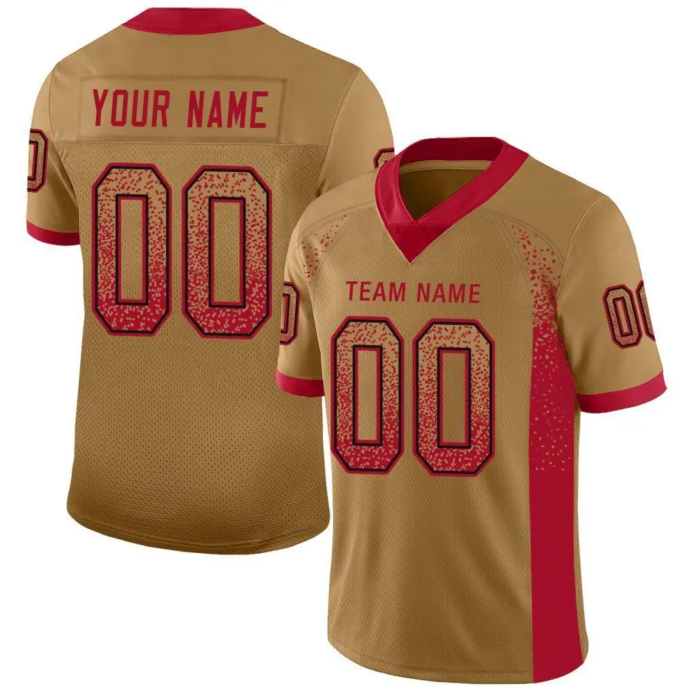 Old Gold Red-Black Drift Mesh Football Jersey