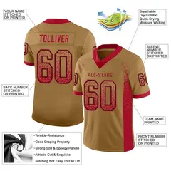 Old Gold Red-Black Drift Mesh Football Jersey 2