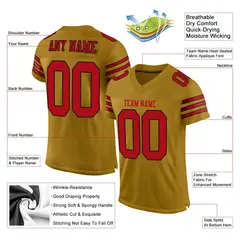 Old Gold Red-Black Mesh Football Jersey 2