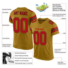 Old Gold Red-Black Mesh Football Jersey 2
