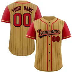 Old Gold Red-Black Stripe Raglan Baseball Jersey 1