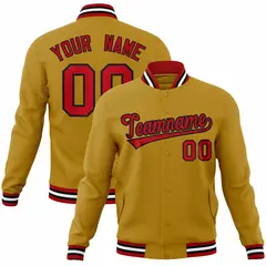 Old Gold Red-Black Varsity Full-Snap Letterman Jacket 1