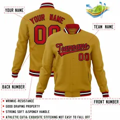 Old Gold Red-Black Varsity Full-Snap Letterman Jacket 4