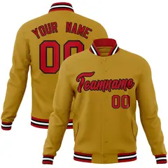 Old Gold Red-Black Varsity Full-Snap Letterman Jacket 1