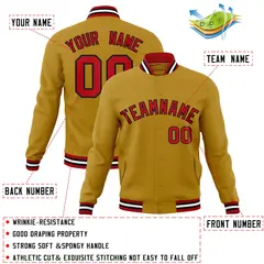 Old Gold Red-Black Varsity Full-Snap Letterman Jacket 4