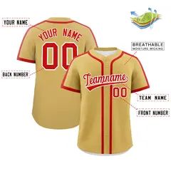 Old Gold Red Classic Authentic Baseball Jersey 2