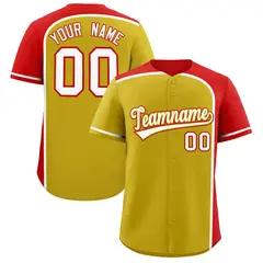 Old Gold Red Color Block Authentic Baseball Jersey
