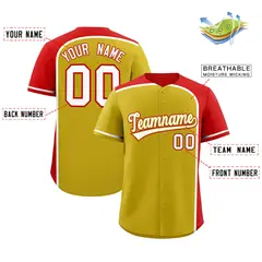 Old Gold Red Color Block Authentic Baseball Jersey 2