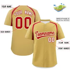 Old Gold Red Color Block Authentic Baseball Jersey 2