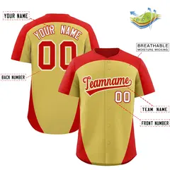 Old Gold Red Edge Color Block Authentic Baseball Jersey 2