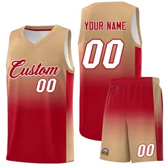 Old Gold Red Gradient Fashion Basketball Jersey