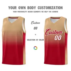 Old Gold Red Gradient Fashion Basketball Jersey 3