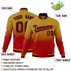 Old Gold Red Gradient Full-Snap Fashion Letterman Jacket 2