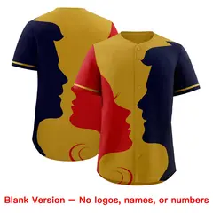 Old Gold Red Navy Couple Silhouettes Valentine's Day Baseball Jersey 2