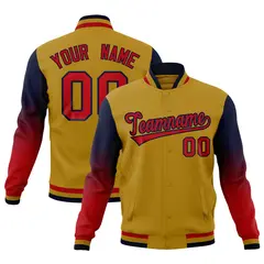 Old Gold Red Navy Gradient Raglan Varsity Letterman Jacket 1