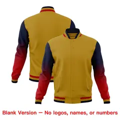 Old Gold Red Navy Gradient Raglan Varsity Letterman Jacket 7