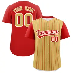 Old Gold Red Pinstripe Two-Tone Authentic Baseball Jersey 1