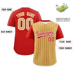 Old Gold Red Pinstripe Two-Tone Authentic Baseball Jersey 2