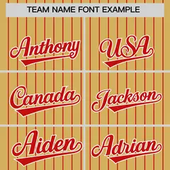 Old Gold Red Pinstripe Two-Tone Authentic Baseball Jersey 3