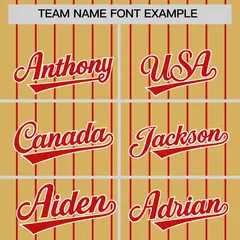 Old Gold Red Pinstripe Two-Tone Authentic Baseball Jersey 3