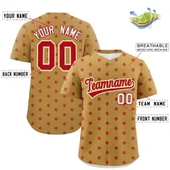 Old Gold Red Polka Dot Graffiti Authentic Baseball Jersey 2