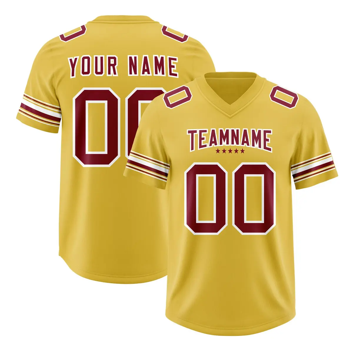 Old Gold Red Retro Sleeve Line Authentic Football Jersey