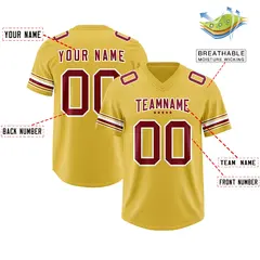 Old Gold Red Retro Sleeve Line Authentic Football Jersey 2