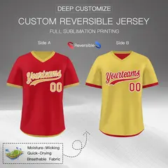 Old Gold Red Reversible Pullover Baseball Jersey 2