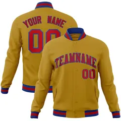 Old Gold Red-Royal Varsity Full-Snap Letterman Jacket 1