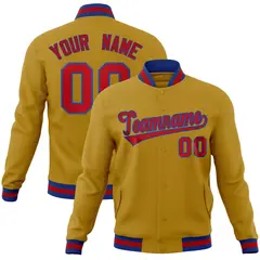 Old Gold Red-Royal Varsity Full-Snap Letterman Jacket 1