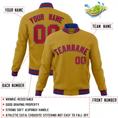 Old Gold Red-Royal Varsity Full-Snap Letterman Jacket 4